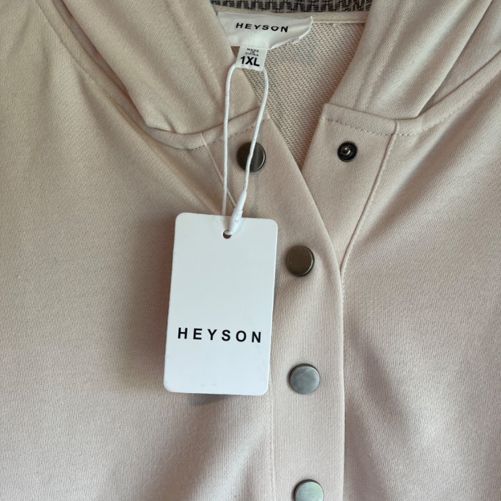 HEYSON Oversized French Terry Hooded Pullover, Vanilla (cream color), 1X… - Picture 3 of 5